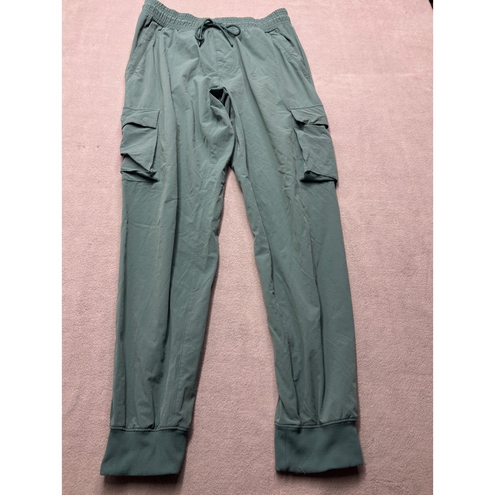 Alo Yoga Mens Medium Cargo Joggers Teal Green Elastic Waist Sample Pants